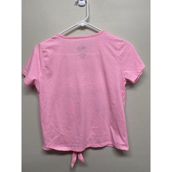 Girls Smiley World Pink Tie-Dye Twist front Shirt Short Sleeve Size XL(16) Faces - Picture 2 of 7